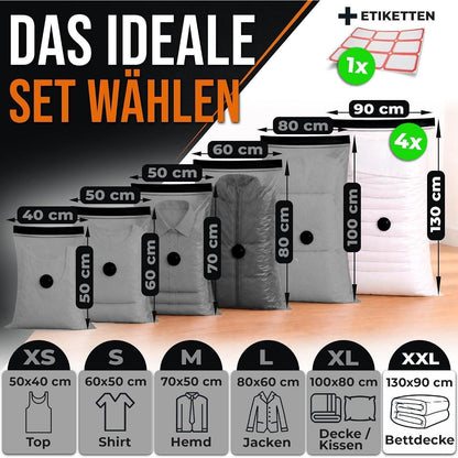 XXL Vakuumbeutel für Bettdecken & Kissen – 4er Set (130x90cm)