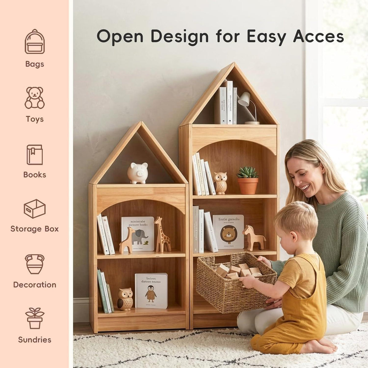 Eckregal Kinderzimmer – Bücher & Spielzeugaufbewahrung aus Holz