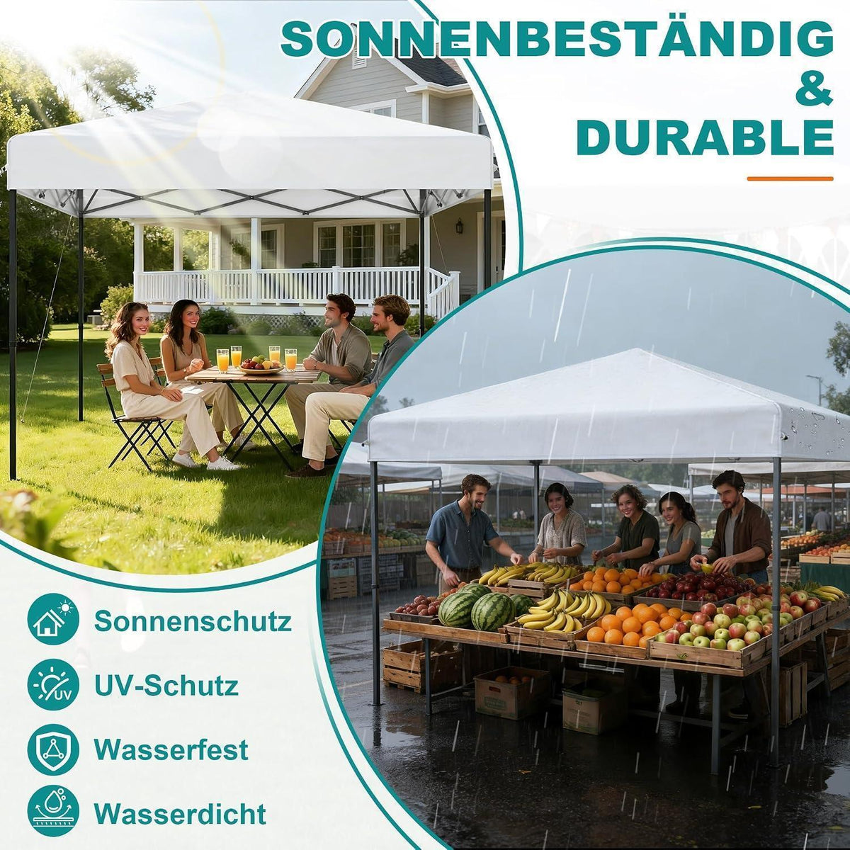 3x3m Pop Up Pavillon – Wasserdicht & Stabil für Garten & Camping