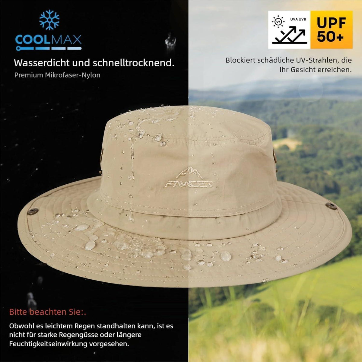 Sonnenhut mit UV-Nackenschutz – Wasserdichter Outdoor Hut für Damen & Herren