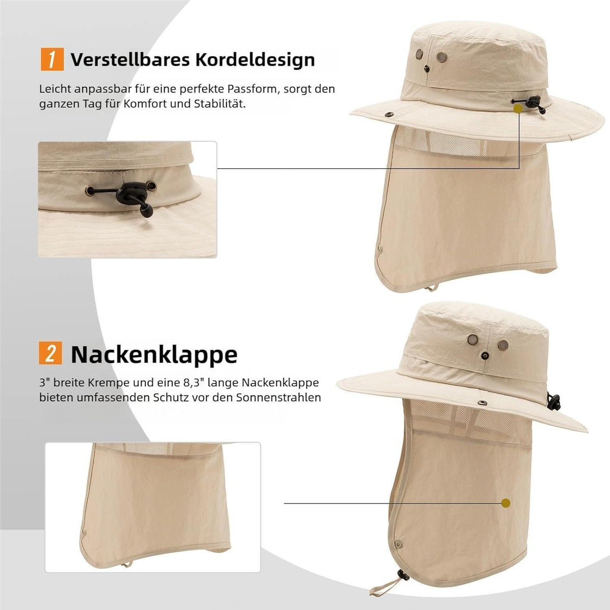 Sonnenhut mit UV-Nackenschutz – Wasserdichter Outdoor Hut für Damen & Herren