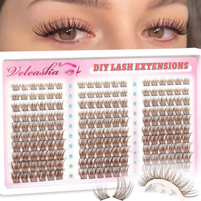 Braune Wimpern-Cluster Extensions – Natürlicher Look 8-16mm