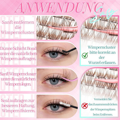 Braune Wimpern-Cluster Extensions – Natürlicher Look 8-16mm