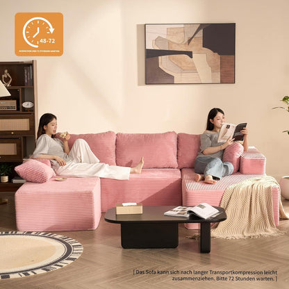 U-förmiges Schlafsofa 272cm mit Chaiselongue & weicher Recamiere