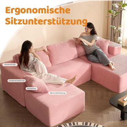 U-förmiges Schlafsofa 272cm mit Chaiselongue & weicher Recamiere