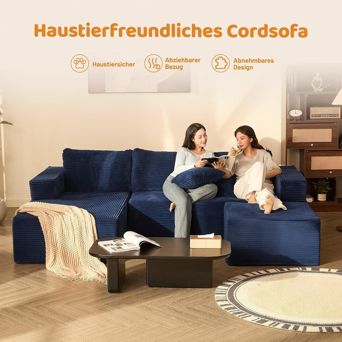 Modulares Ecksofa 272cm mit Schlaffunktion & Chaiselongue Links