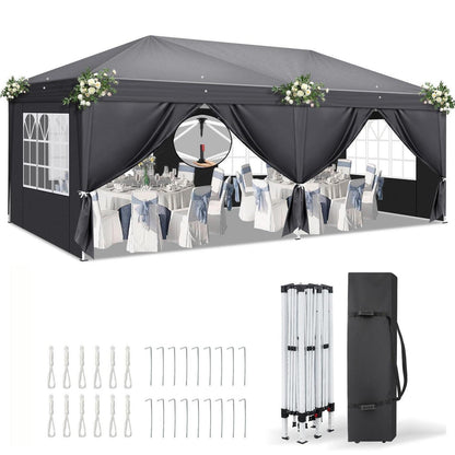 3x6m Faltpavillon mit 6 Seitenwänden – Wasserdicht & UV-Schutz