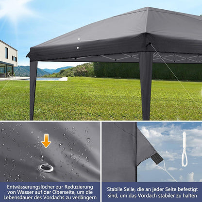 3x6m Faltpavillon mit 6 Seitenwänden – Wasserdicht & UV-Schutz