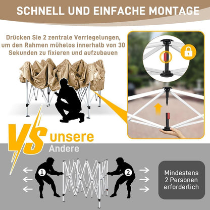 3x3m Faltpavillon mit 4 Seitenwänden – Wasserdicht & Winterfest