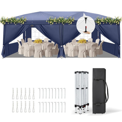 3x6m Faltpavillon mit 6 Seitenwänden – Wasserdicht & UV-Schutz