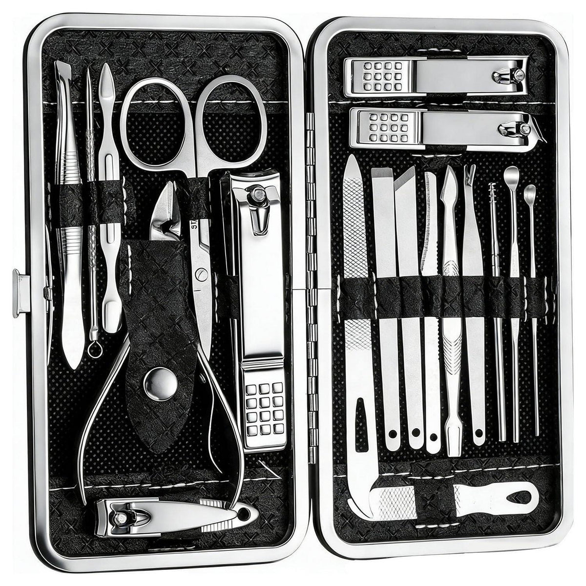 19-teiliges Maniküre-Pediküre Set Edelstahl – Tragbares Nagelpflege Kit