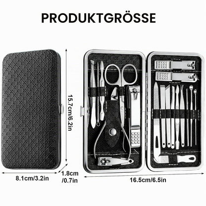 19-teiliges Maniküre-Pediküre Set Edelstahl – Tragbares Nagelpflege Kit