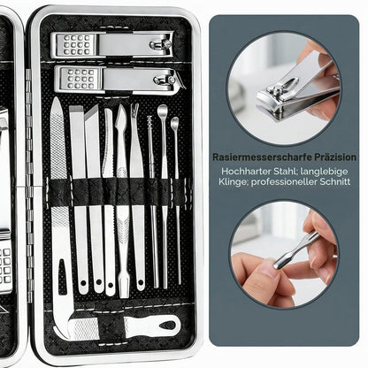 19-teiliges Maniküre-Pediküre Set Edelstahl – Tragbares Nagelpflege Kit