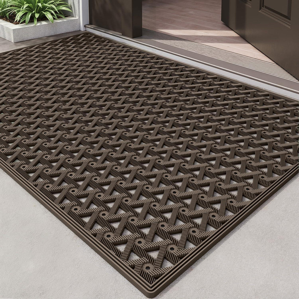Fußmatte Outdoor Braun 81x122 cm – Rutschfest & Wasserabweisend