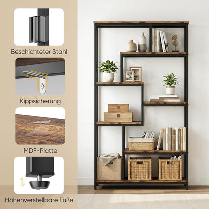 Standregal mit 7 Ablagen – Bücherregal für Wohnzimmer & Büro