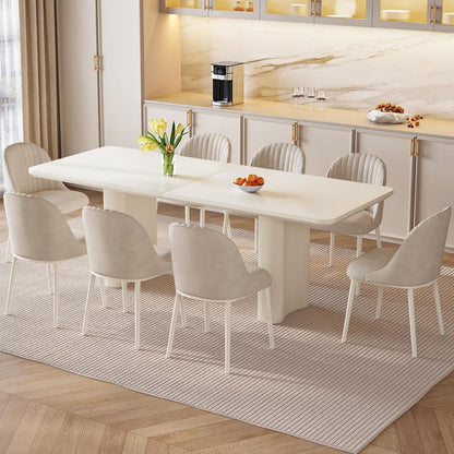 Rechteckiger Esstisch Creme 200 cm mit 8 Stühlen
