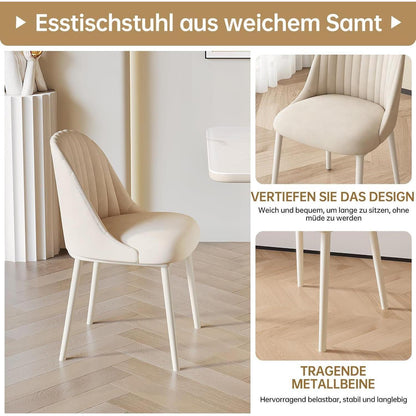 Rechteckiger Esstisch Creme 200 cm mit 8 Stühlen
