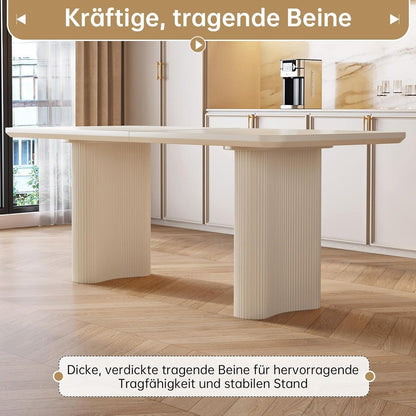 Rechteckiger Esstisch Creme – Moderner Küchentisch 160 cm
