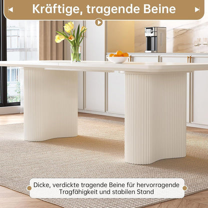 Rechteckiger Esstisch Creme – Moderner Küchentisch 200 cm