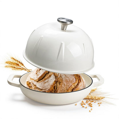 Emaillierter Gusseisen-Brotbacktopf 5,35L Weiß