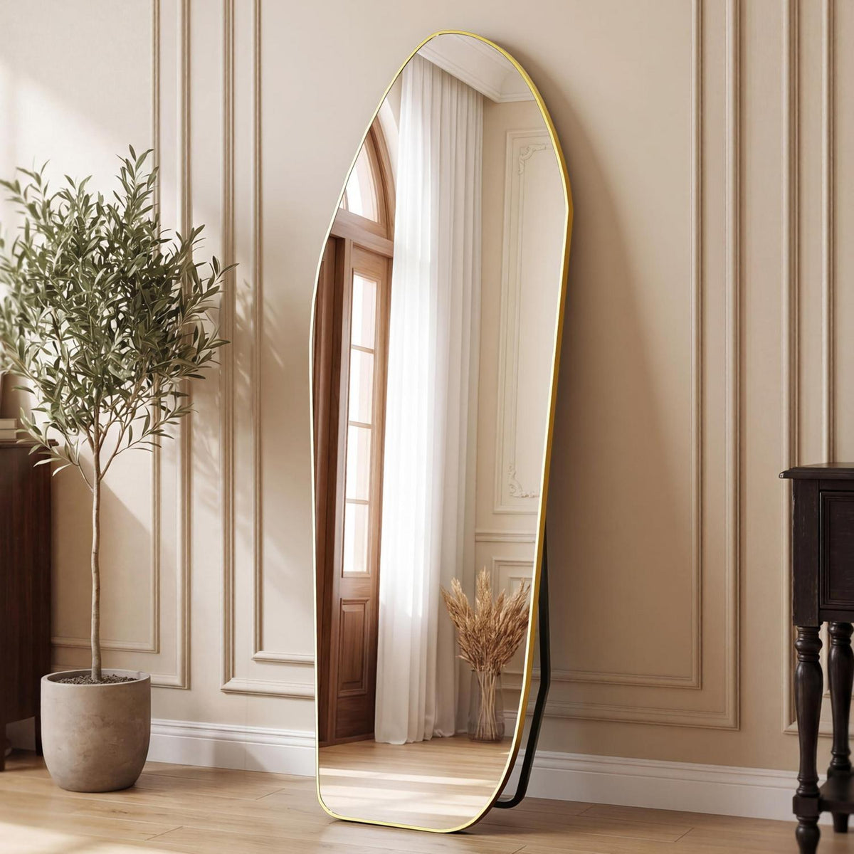Ganzkörperspiegel Gold – Diamantform, 170x60cm mit Ständer
