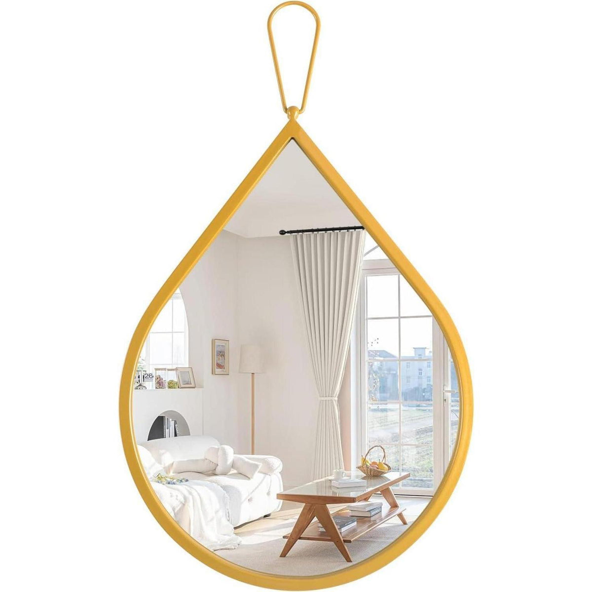 Moderner goldener Wandspiegel 65x45cm – Tropfenform & Metallrahmen