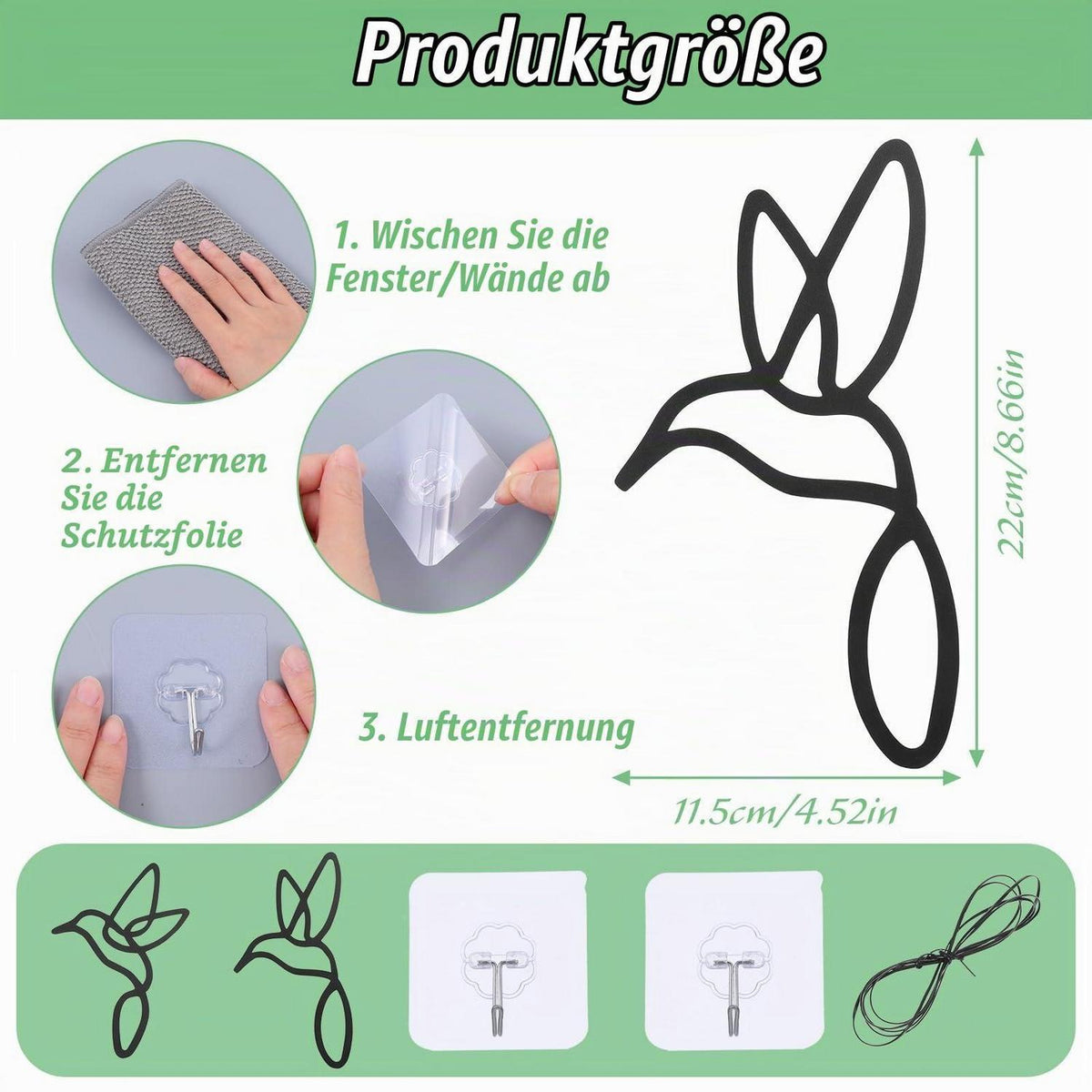 Lineart Vogel Deko Set | Moderne Wand & Fensterbild