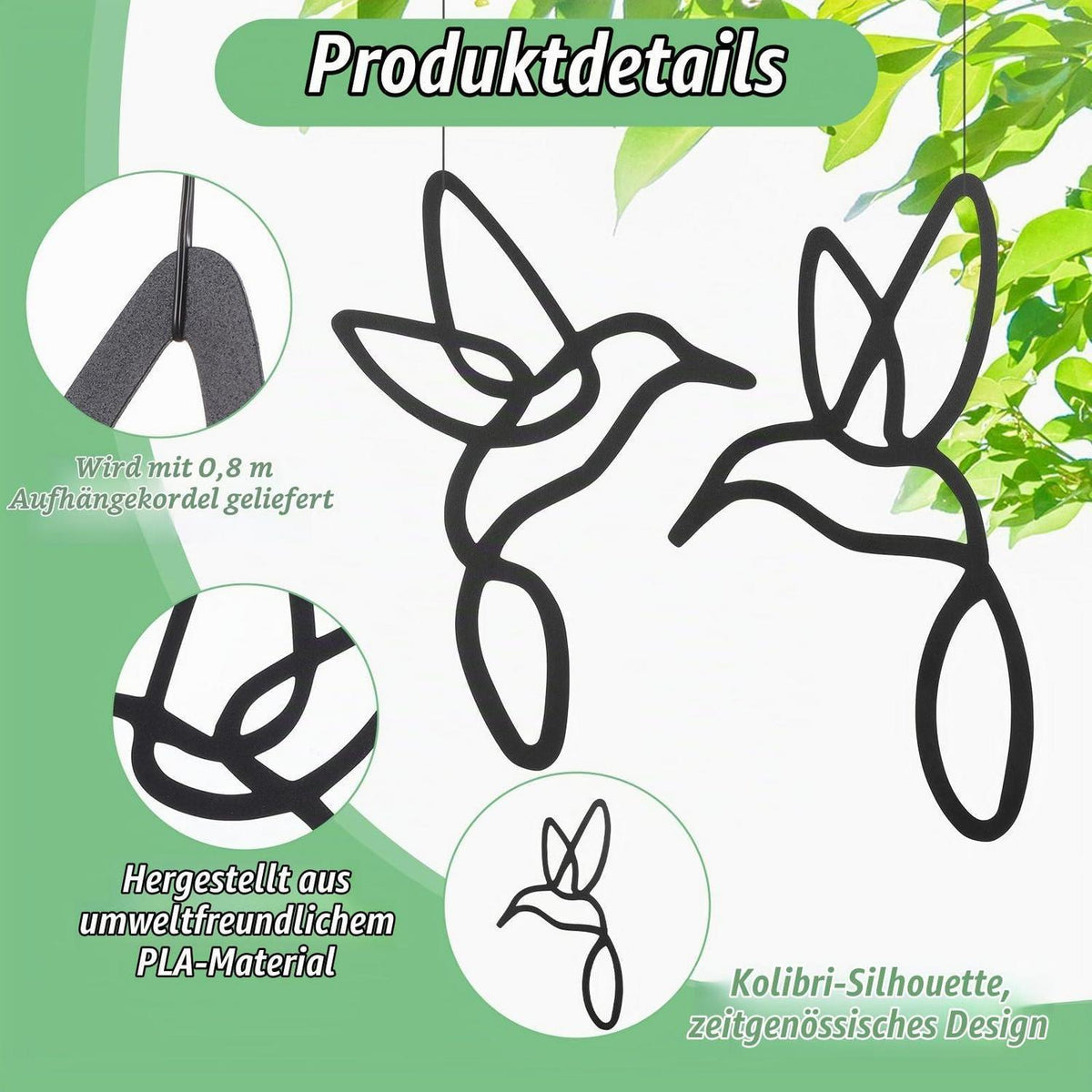 Lineart Vogel Deko Set | Moderne Wand & Fensterbild