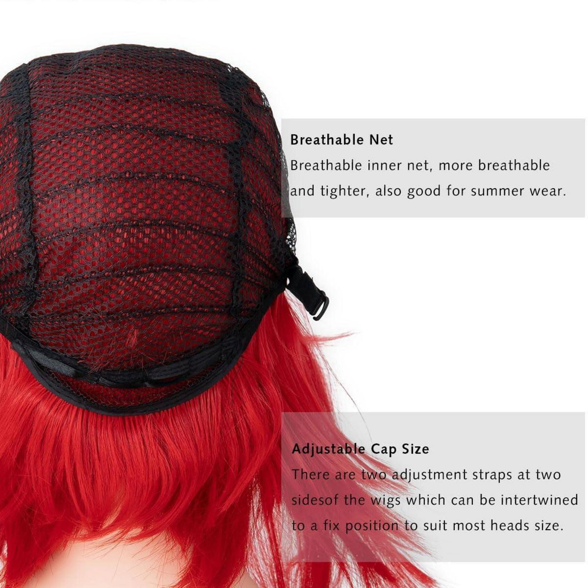 Rote Bob Perücke mit Pony – 30cm Synthetik Perücke für Cosplay