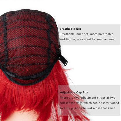 Rote Bob Perücke mit Pony – 30cm Synthetik Perücke für Cosplay