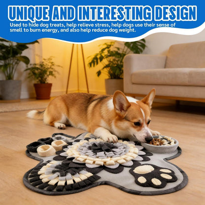 Schnüffelteppich Hund 60x60 cm – Grau, Interaktives Spielzeug