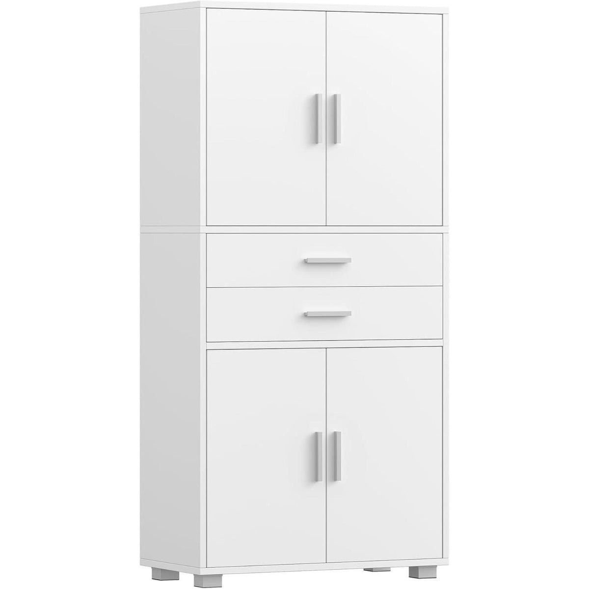 Hoher Badezimmerschrank Weiß mit Verstellablage & Schubladen