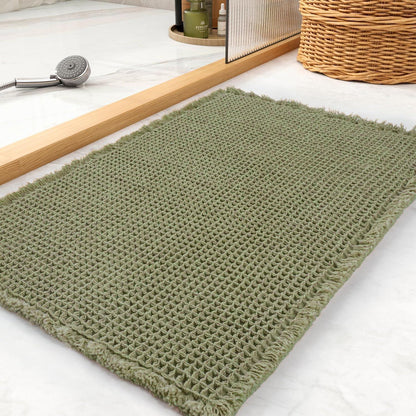 Rutschfester Badezimmerteppich Boho Bohnengrün 60x180cm
