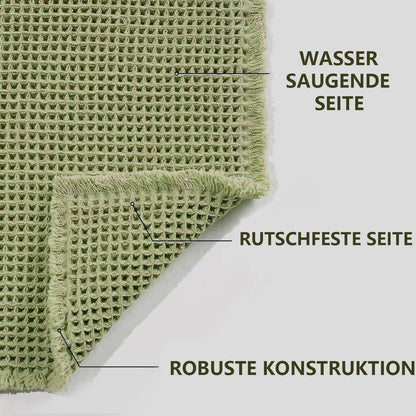 Rutschfester Badezimmerteppich Boho Bohnengrün 60x180cm