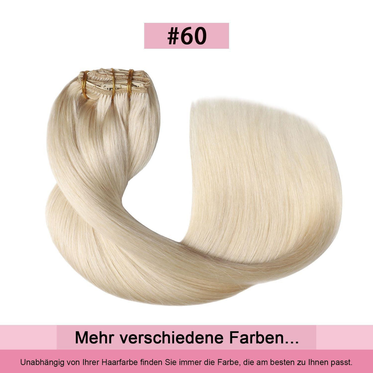 Echthaar Clip-Ins Platinblond (55cm, 120g)
