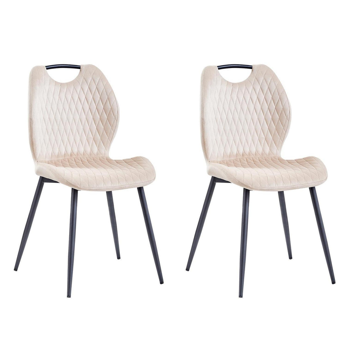 2er-Set Esszimmerstühle Beige – Polsterstuhl Küche Wohnzimmer