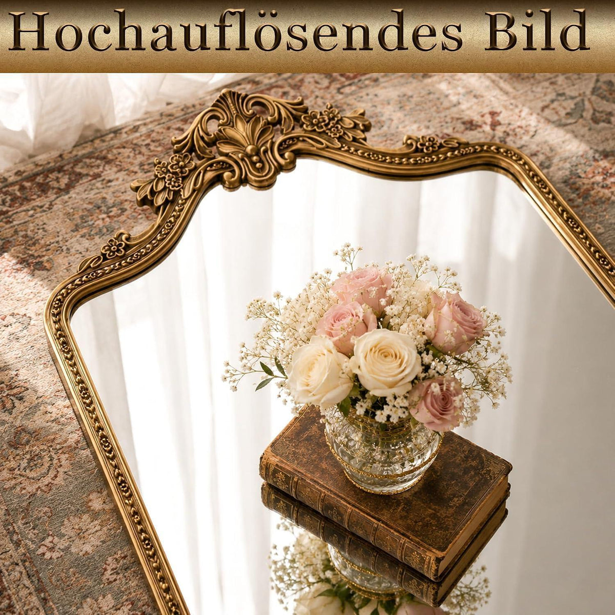 Großer Standspiegel Retro Gold | 175x70 cm | Ganzkörperspiegel mit Haken