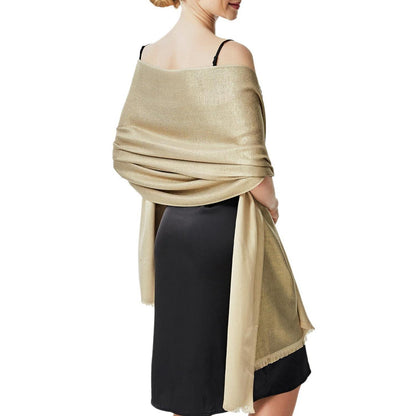 Glitzer Pashmina Stola Wendeschal für Abendkleider Gold