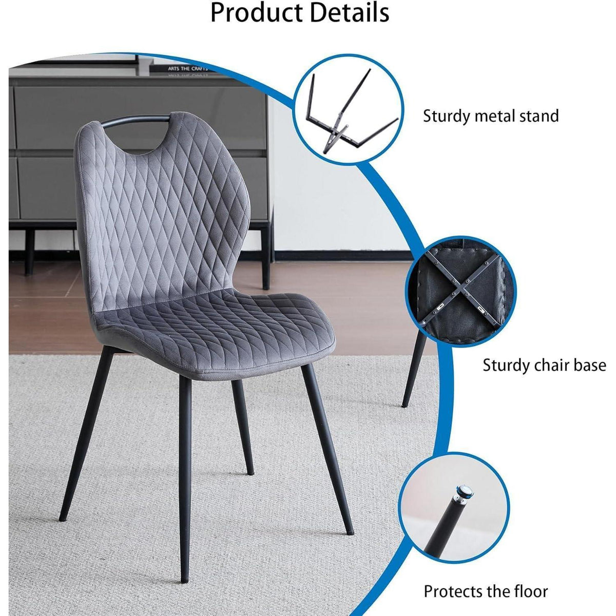 2er-Set Esszimmerstühle Grau – Polsterstühle für Küche & Wohnzimmer
