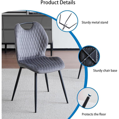 2er-Set Esszimmerstühle Grau – Polsterstühle für Küche & Wohnzimmer
