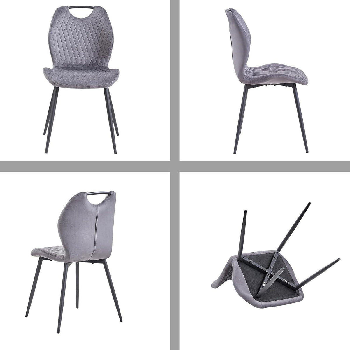 2er-Set Esszimmerstühle Grau – Polsterstühle für Küche & Wohnzimmer