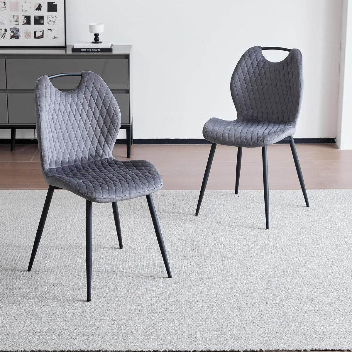 2er-Set Esszimmerstühle Grau – Polsterstühle für Küche & Wohnzimmer