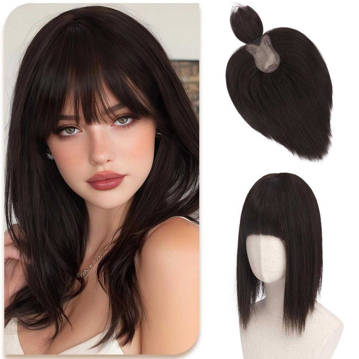 Haar Topper mit Pony – Dünnes Haar abdecken & Volumen zaubern