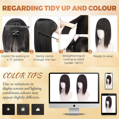Haar Topper mit Pony – Dünnes Haar abdecken & Volumen zaubern