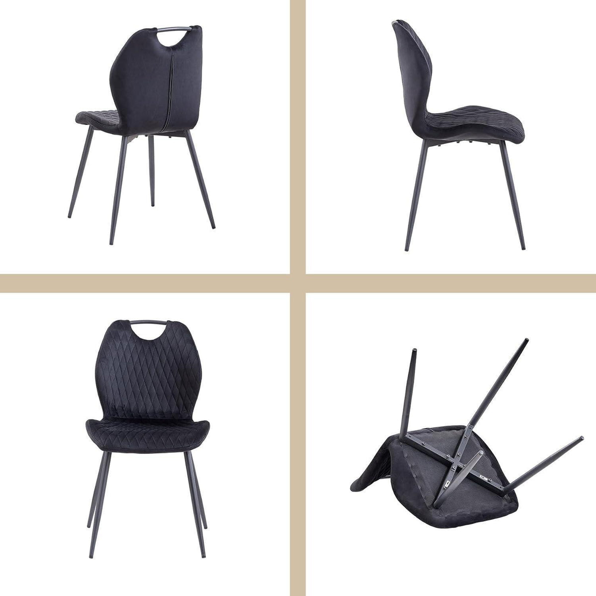 4er-Set Esszimmerstühle Schwarz – Polsterstühle für Küche & Wohnzimmer