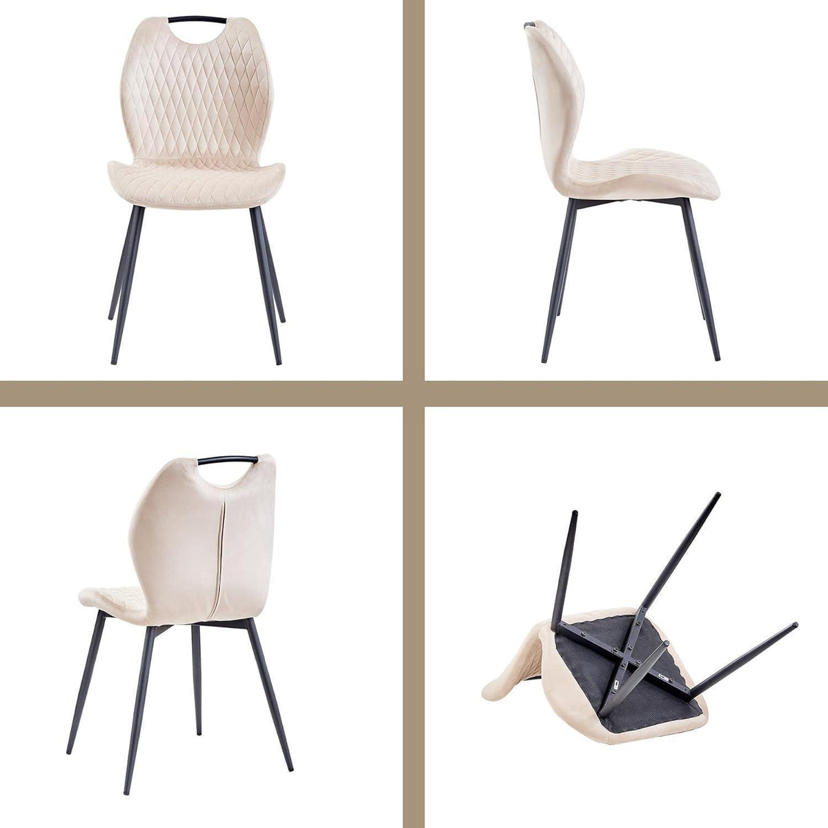 8 Esszimmerstühle Beige – Polsterstühle mit Metallbeinen