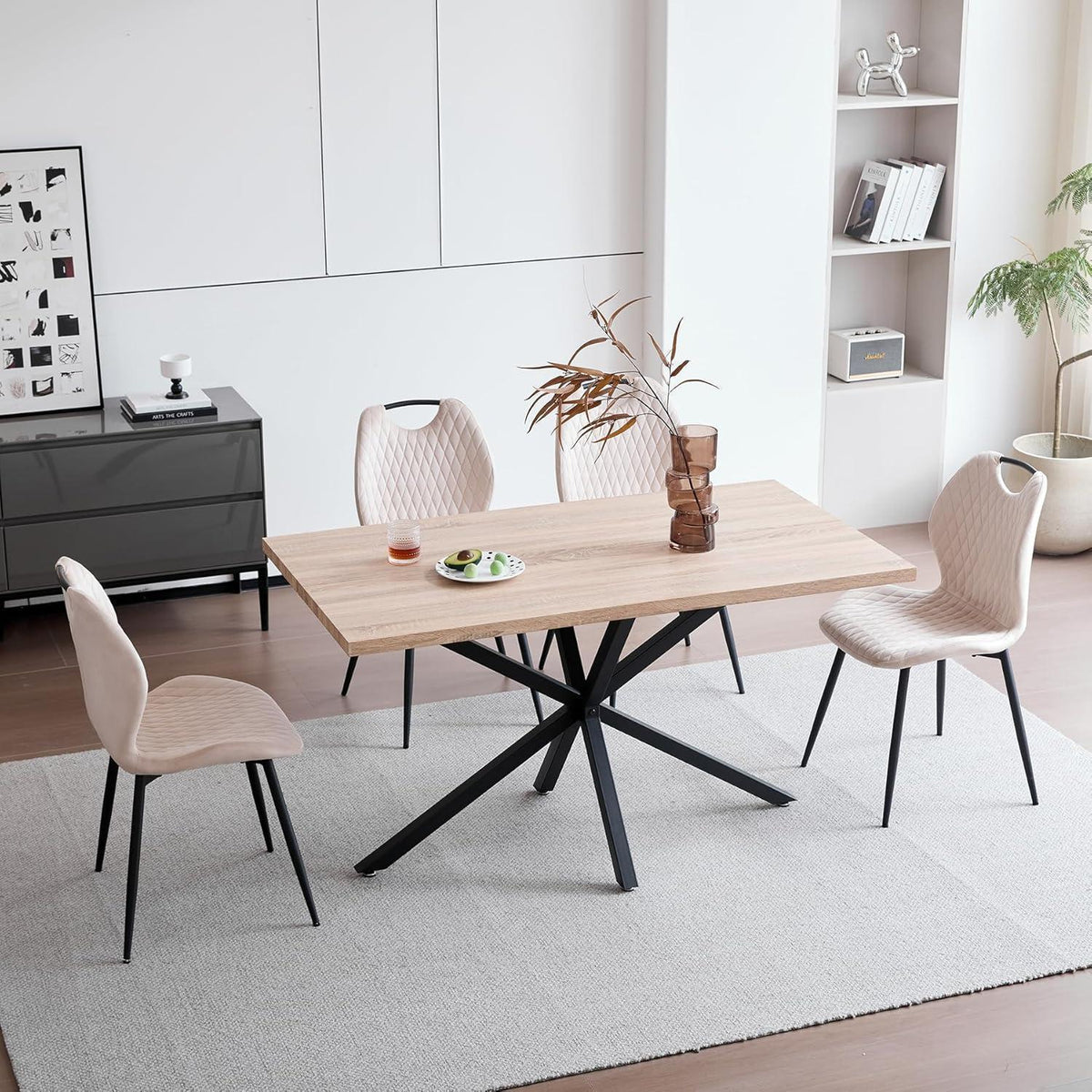8 Esszimmerstühle Beige – Polsterstühle mit Metallbeinen