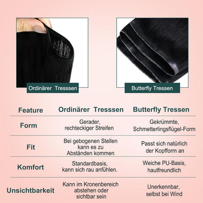 Butterfly Tressen Echthaar Schwarz – 70cm, 100g