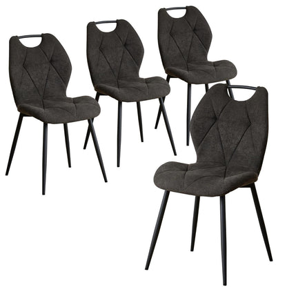 Gepolsterte Esszimmerstühle im skandinavischen Stil, 4er-Set Schwarz
