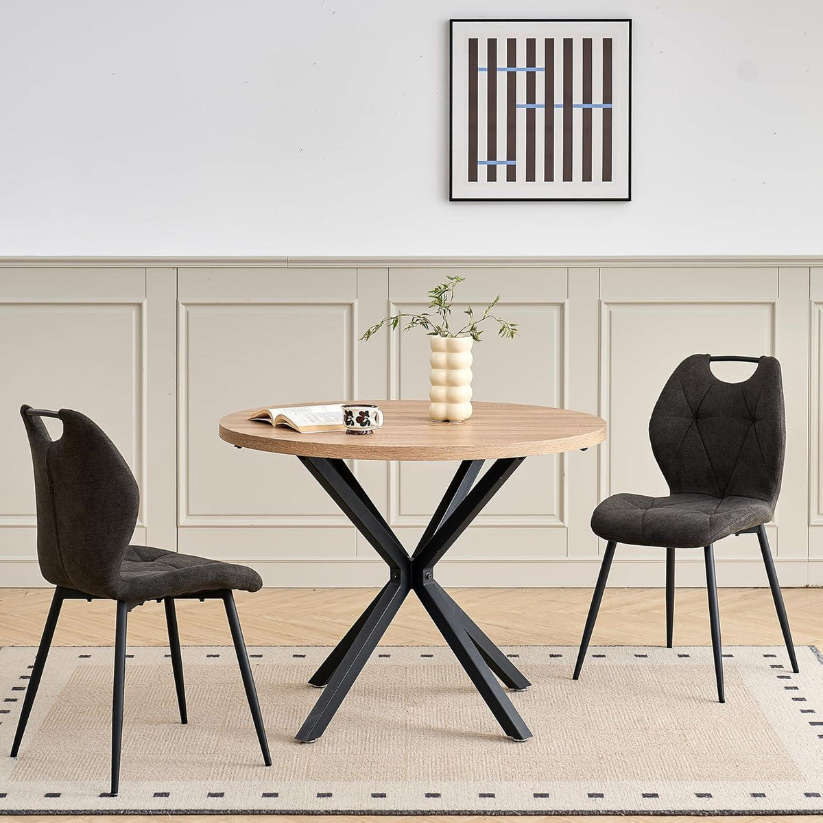 Gepolsterte Esszimmerstühle Set 6 – Skandinavischer Stil Schwarz